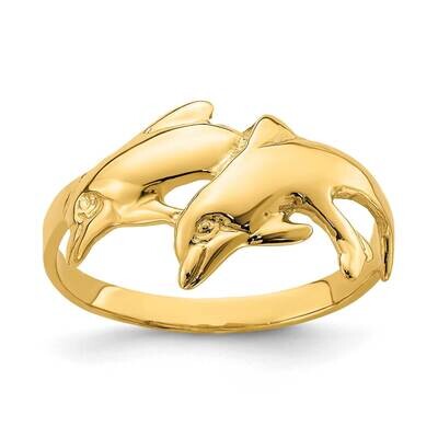 Double Dolphin Ring 14k Gold Polished R806, MPN: R806, 196904047781