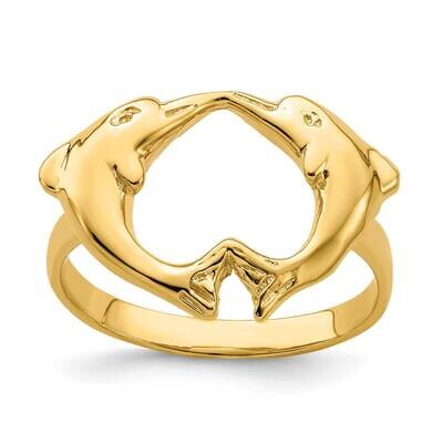 Dolphins Heart Ring 14k Gold Polished R800, MPN: R800, 196904048085