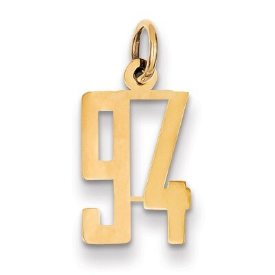 Number 94 Charm 14k Gold Small Polished Elongated LES94, MPN: LES94, 883957219226