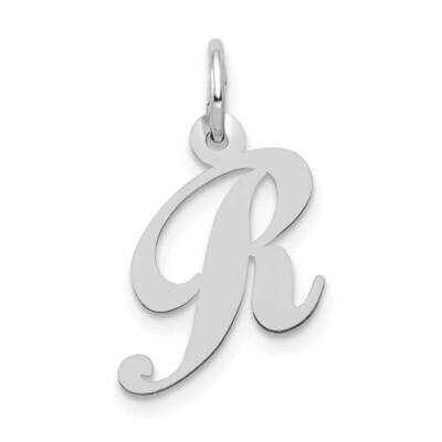 Fancy Script Initial R Charm 10k White Gold Small 10YC651R, MPN: 10YC651R,