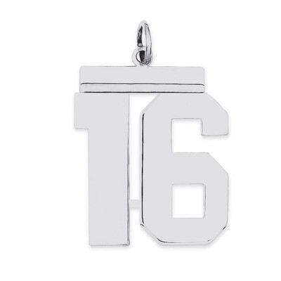 Charm Number 16 Polished Sterling Silver Large QPL16, MPN: QPL16, 191101280672