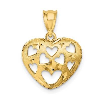 Hearts On Heart Charm 14k Gold Cut-out D3833, MPN: D3833,