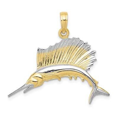 Rhodium Sailfish Pendant 10k Gold 10K4192, MPN: 10K4192,