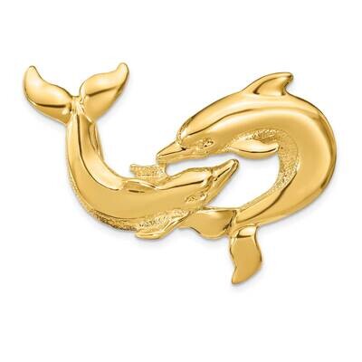 Fits Up To 10Mm 8Mm Double Dolphins Slide 14k Gold Polished D1021, MPN: D1021, 196904083703