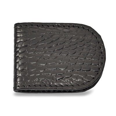 Black Leather Crocodile Grain Money Clip GM20766, MPN: GM20766, 788089142841