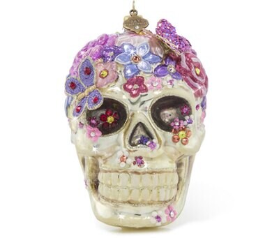 Jay Strongwater Floral Skull Ornament SDH20079-250, MPN: SDH20079-250, 848510043243