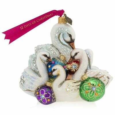 Jay Strongwater Seven Swans Of Swimming Glass Ornament SDH2323-250, MPN: SDH2323-250, 848510024594