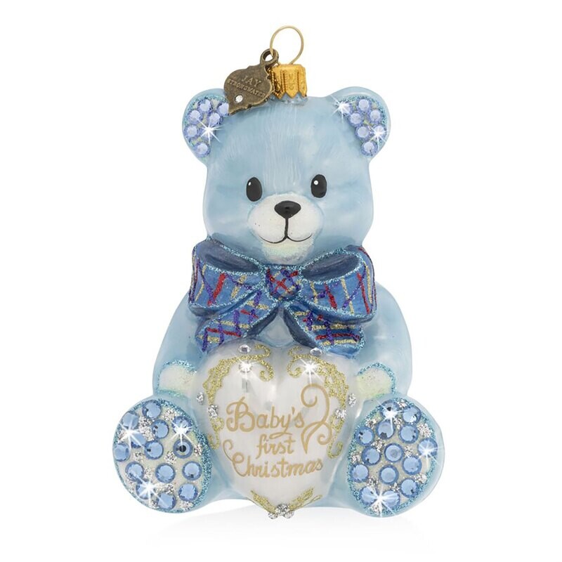 Jay Strongwater Baby&#39;s First Christmas Teddy Glass Ornament SDH2044-225, MPN: SDH2044-225, 84851002…