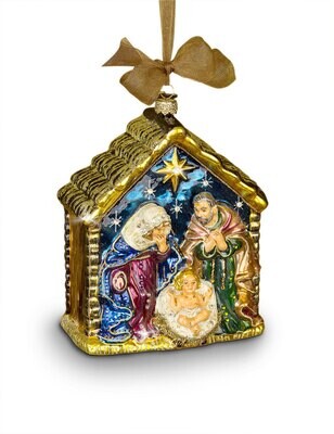 Jay Strongwater Holy Family Glass Ornament Jewel SDH2107-250, MPN: SDH2107-250,