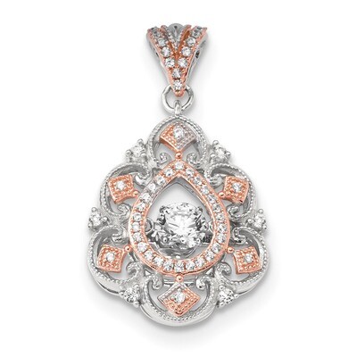 Rose-tone Vibrant Swarovski Zircon Fancy Pendant Sterling Silver Platinum-plated QP4930, MPN: QP493…