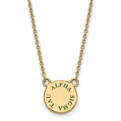 Alpha Sigma Tau Extra Small Enameled Pendant with 18 Inch Chain Gold-plated Silver GP014ALS-18, MPN…