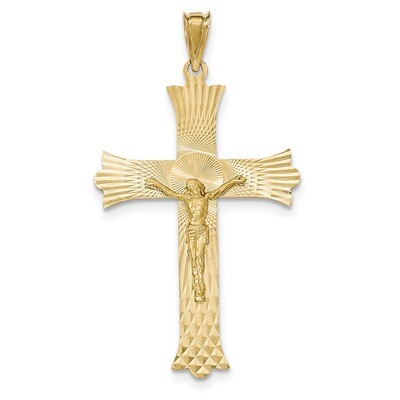 14k Polished, Satin and Diamond -cut Crucifix Cross Pendant 14k Gold Polished K5553, MPN: K5553, 19…