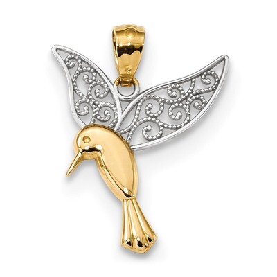 Hummingbird Filigree Wings Pendant 14k &amp; Rhodium Polished K5997, MPN: K5997, 886774079103