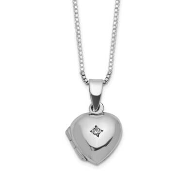 Sterling Silver CZ Heart Locket with Pink Pouch GM18045, MPN: GM18045,