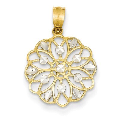 Diamond-cut Round Pendant 14K Gold &amp; Rhodium K4785, MPN: K4785, 886774616643
