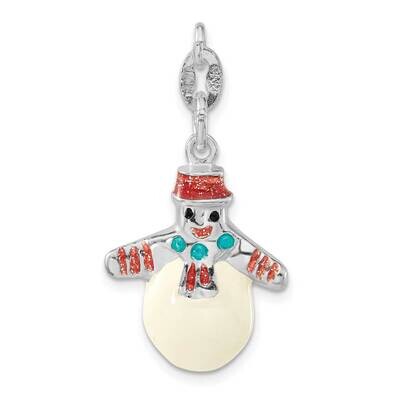 Multicolor Enameled Snowman Charm Sterling Silver Polished QC6895, MPN: QC6895,