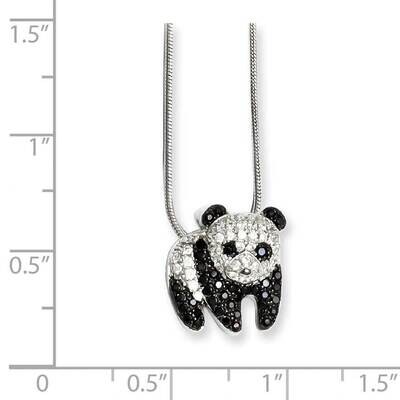 Panda Necklace Sterling Silver Rhodium-plated CZ Diamond QMP831-18, MPN: QMP831-18, 886774577746