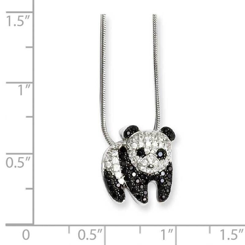 Panda Necklace Sterling Silver Rhodium-plated CZ Diamond QMP831-18
