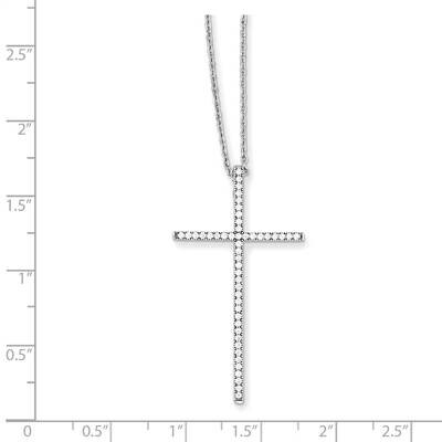Cross Necklace Sterling Silver Rhodium-plated CZ Diamond QMP886-18, MPN: QMP886-18, 883957560007