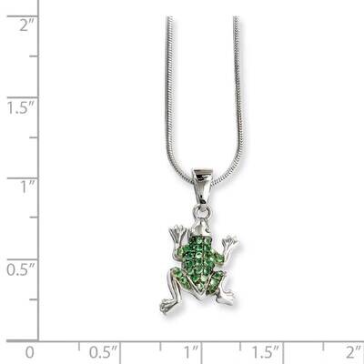 Frog Necklace Sterling Silver Rhodium-plated CZ Diamond QMP830-18, MPN: QMP830-18, 886774577753