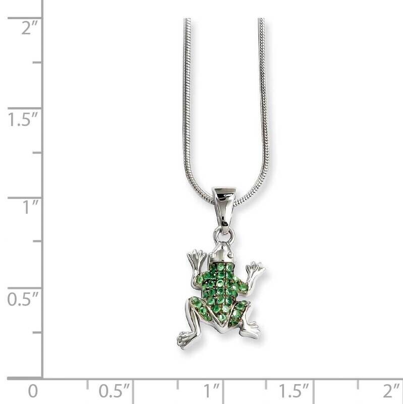 Frog Necklace Sterling Silver Rhodium-plated CZ Diamond QMP830-18