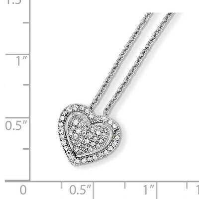 Heart Necklace Sterling Silver Rhodium-plated CZ Diamond QMP874-18, MPN: QMP874-18, 883957526669