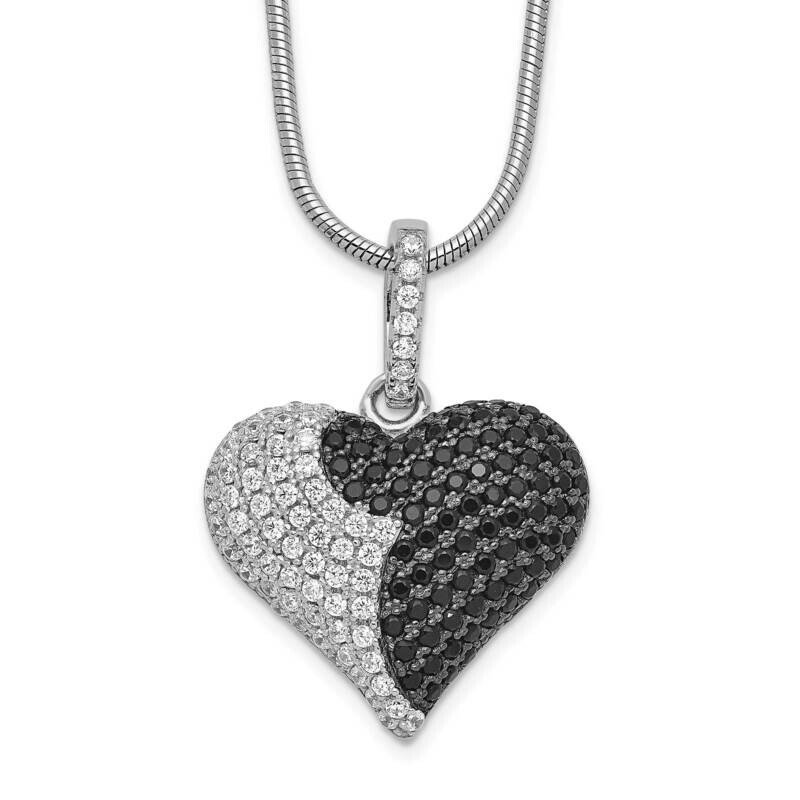 Heart Necklace Sterling Silver Rhodium-plated CZ Diamond QMP818-18