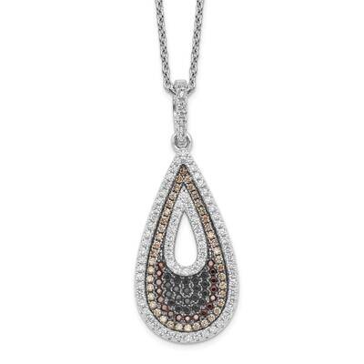 Teardrop Necklace Sterling Silver Rhodium-plated CZ Diamond QMP795-18, MPN: QMP795-18, 883957559971