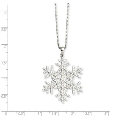Snowflake Necklace Sterling Silver Rhodium-plated CZ Diamond QMP777-18, MPN: QMP777-18, 883957565606