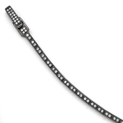 Black Rhodium Cubic Zirconia Polished Bracelet Sterling Silver QMP968-7.25, MPN: QMP968-7.25,
