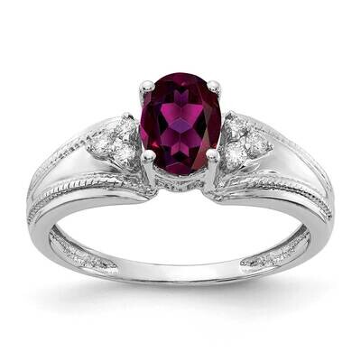 7x5mm Oval Rhodolite Garnet AA Diamond Ring 14k White Gold Y4450RG/AA, MPN: Y4450RG/AA, 883957395388