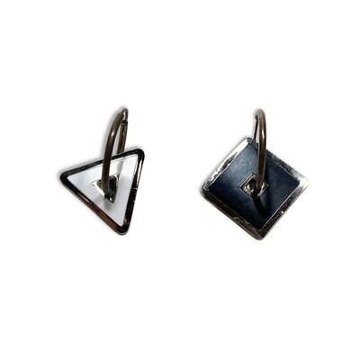 Acme White Triangle Black Square Earrings JAO91E, MPN: JAO91E