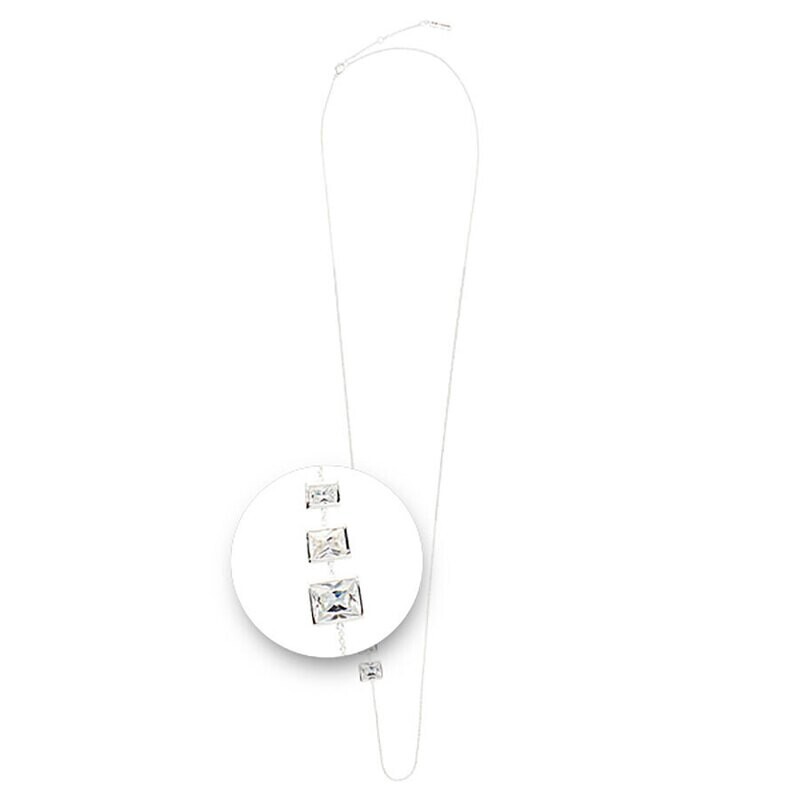Nikki Lissoni Square Stones Silver Plated Necklace 80cm Compatible With Pendant N1034S80