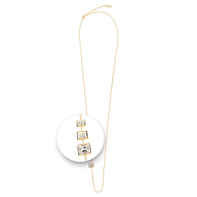 Nikki Lissoni Square Stones Gold Plated Necklace 80cm Compatible With Pendant N1034G80