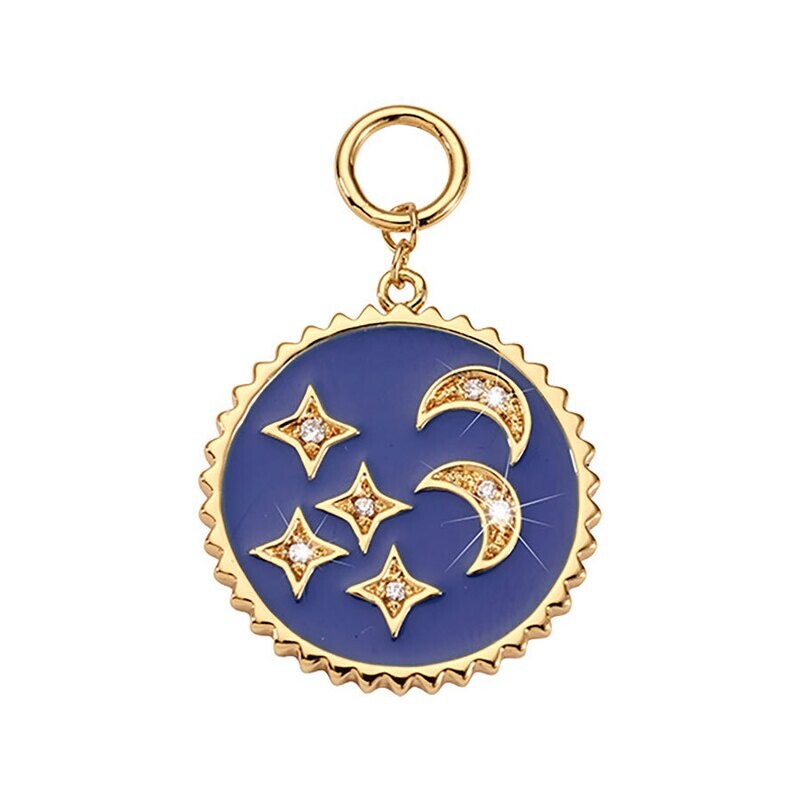 Nikki Lissoni Blue Night Charm Gold Plated 30mm Coinx20mm Coin DC1023G30