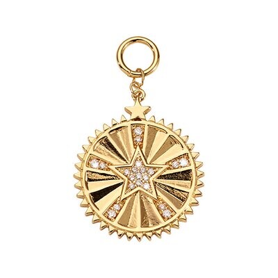 Nikki Lissoni Crystal Star Charm Gold Plated 32mm Coinx20mm Coin DC1018G32, MPN: DC1018G32,
