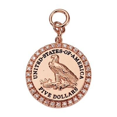 Nikki Lissoni Eagle Coin Charm Rose Gold Plated 31mm Coinx20mm Coin DC1021RG31, MPN: DC1021RG31,