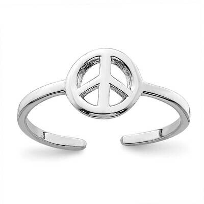 Peace Sign Toe Ring Sterling Silver Rhodium-plated QR7161, MPN: QR7161, 886774120898