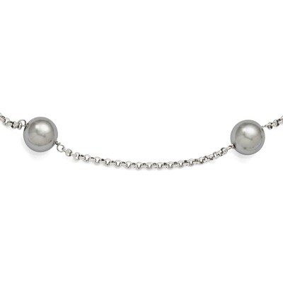 10-11Mm Grey Shell Bead 7 Station Necklace Sterling Silver QMJN107G-21, MPN: QMJN107G-21, 886774294…