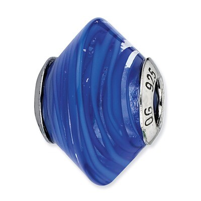 Dark Blue Swirls Murano Glass Bead - Sterling Silver QRS2156, MPN: QRS2156, 883957512471