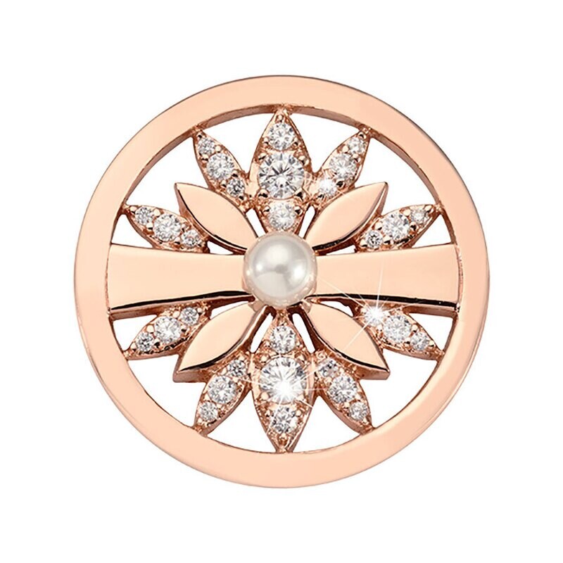 Nikki Lissoni Ribbon Pearl Flower Coin Rose Gold Plated 23mm Coin ZC1714RGS