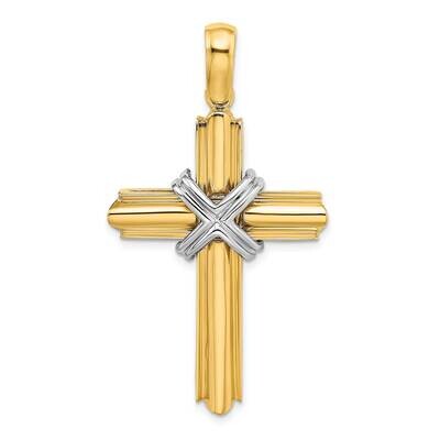 X Center Polished Cross 14k Gold Rhodium K9728, MPN: K9728, 196904092811
