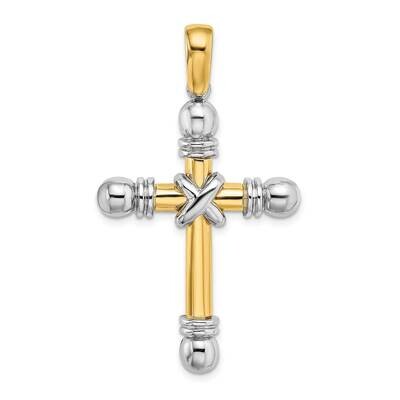 X Center with Rounded Ends Cross 14k Gold Rhodium K9709, MPN: K9709,