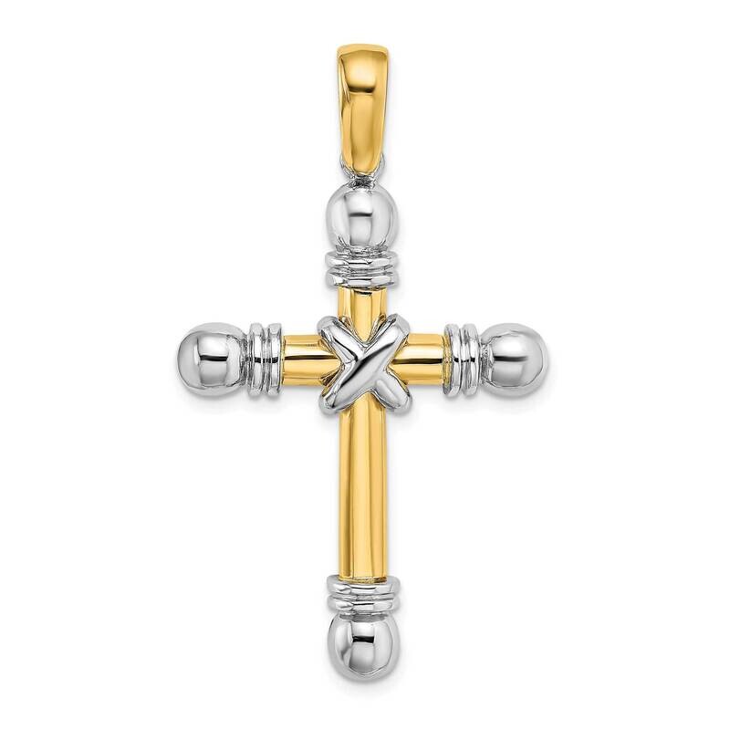 X Center with Rounded Ends Cross 14k Gold Rhodium K9709