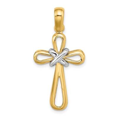 Polished with X Center Cross 14k Gold Rhodium K9708, MPN: K9708,