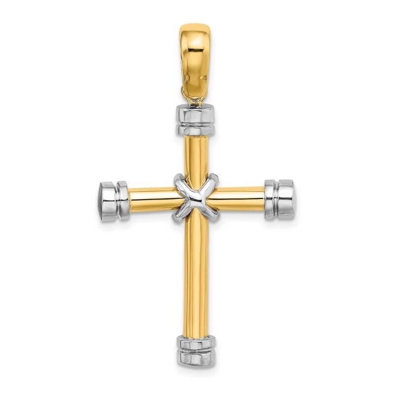 Polished with X In Center Cross 14k Two-tone Gold K9706