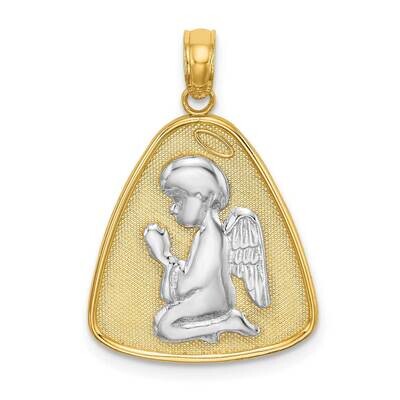 Angel Praying with Halo On Triangle Disc 14k Gold Rhodium K9356, MPN: K9356, 637218127856