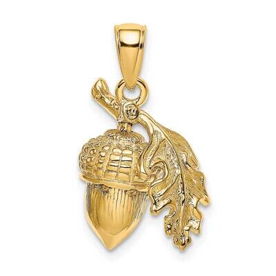 Acorn with Single Leaf 14k Gold 3-D K7230, MPN: K7230, 637218063406