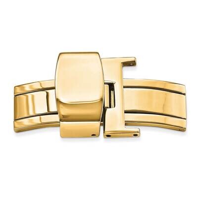 16mm Yel Plated Deployment Clasp for Leather Strap FTL138Y-16, MPN: FTL138Y-16,