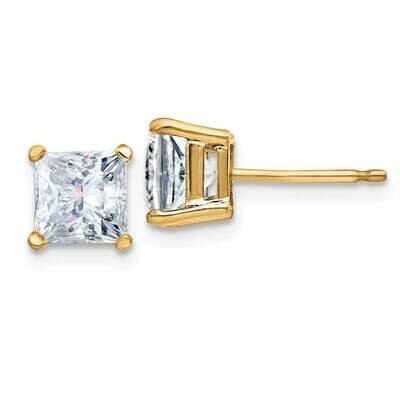 1.5ct. 5.0mm Princess D E F Pure Light Moissanite Earrings 14k Gold YG364-10MP, MPN: YG364-10MP, 19…